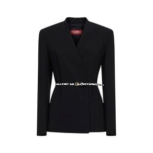 Max Mara Studio Women Black Cady Mstquinoa Belted Jacket